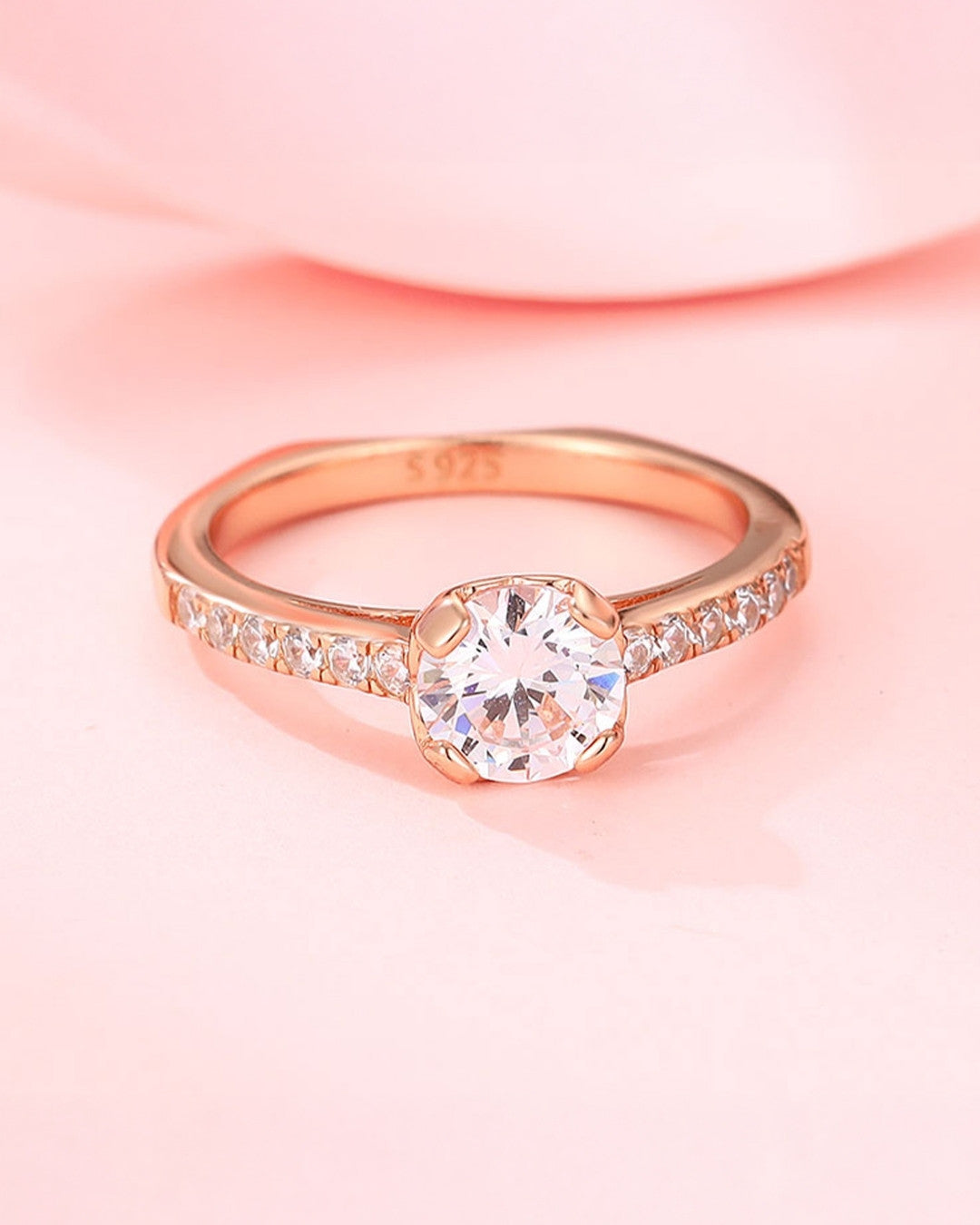 Silver Rose Radiance Solitaire Engagement Ring