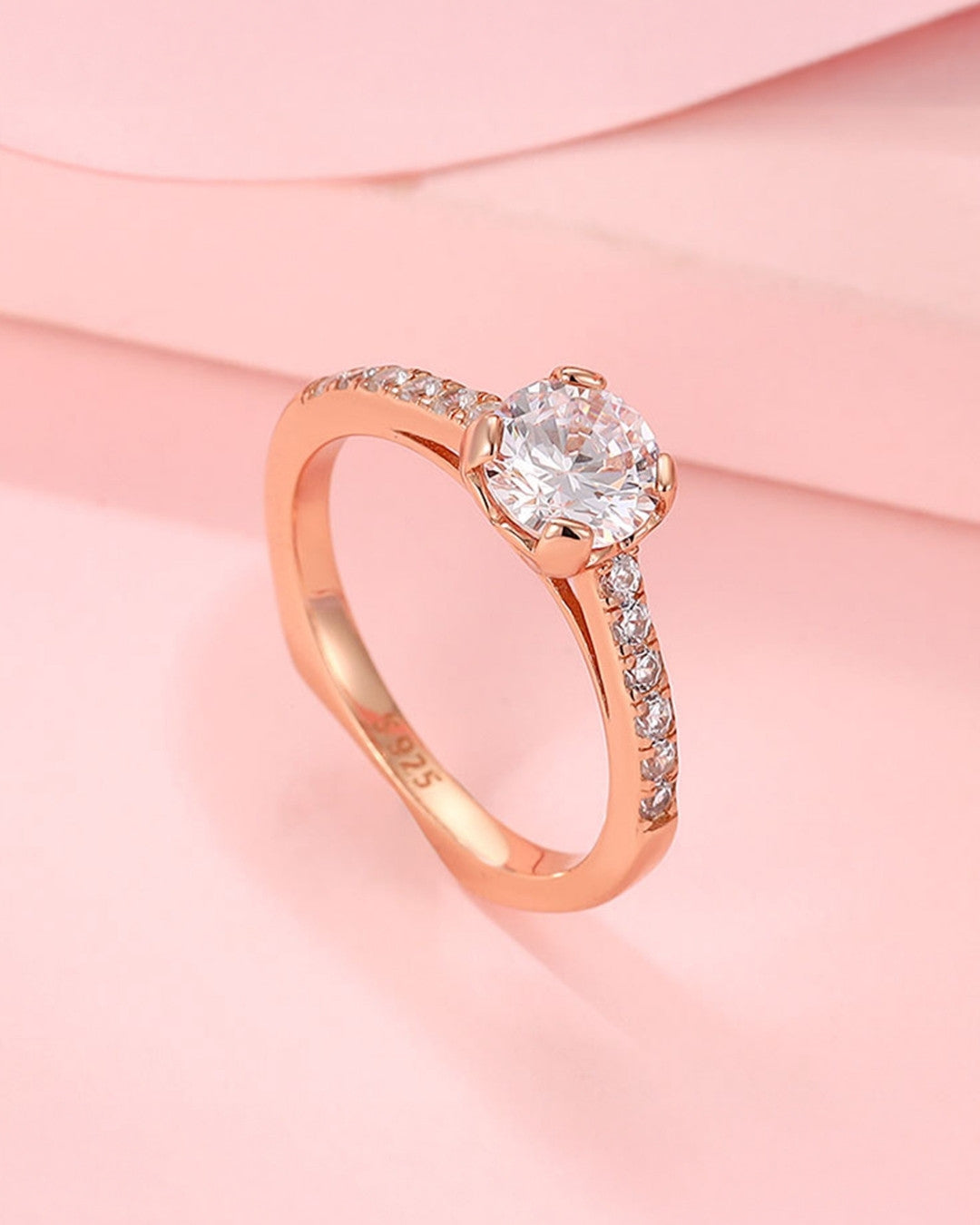 Silver Rose Radiance Solitaire Engagement Ring
