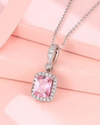 Silver Rosé Radiance Square Pendant Necklace
