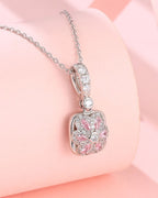 Silver Rosé Radiance Square Pendant Necklace