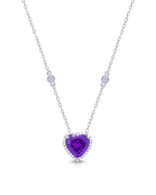 Silver Royal Amethyst Heart Pendant Necklace