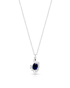 Silver Royal Peacock Sapphire Pendant Necklace