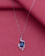 Silver Royal Peacock Sapphire Pendant Necklace