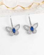 Silver Sapphire Butterfly Grace Earrings