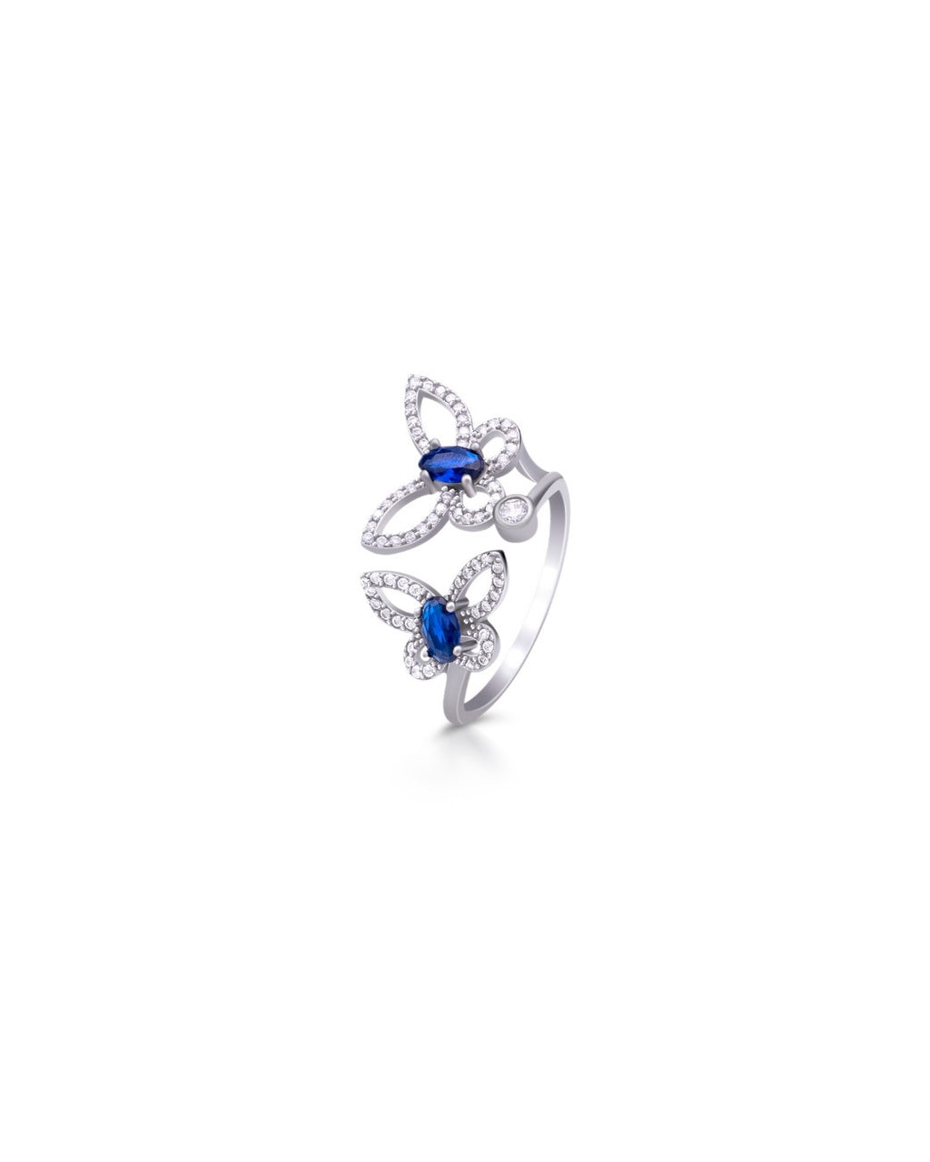 Silver Sapphire Butterfly Grace Ring