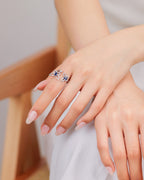 Silver Sapphire Butterfly Grace Ring