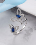 Silver Sapphire Butterfly Grace Ring