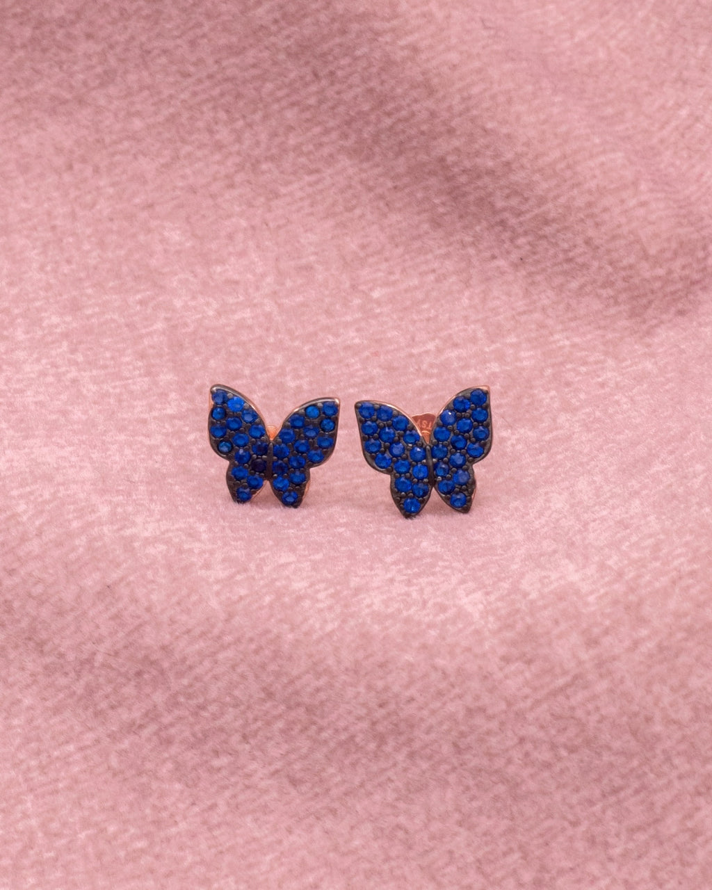 Silver Sapphire Dream Butterfly Stud Earrings
