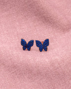 Silver Sapphire Dream Butterfly Stud Earrings