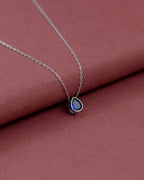 Silver Sapphire Drop Elegance Pendant Necklace