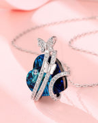 Silver Sapphire Serenity Heart Pendant Necklace