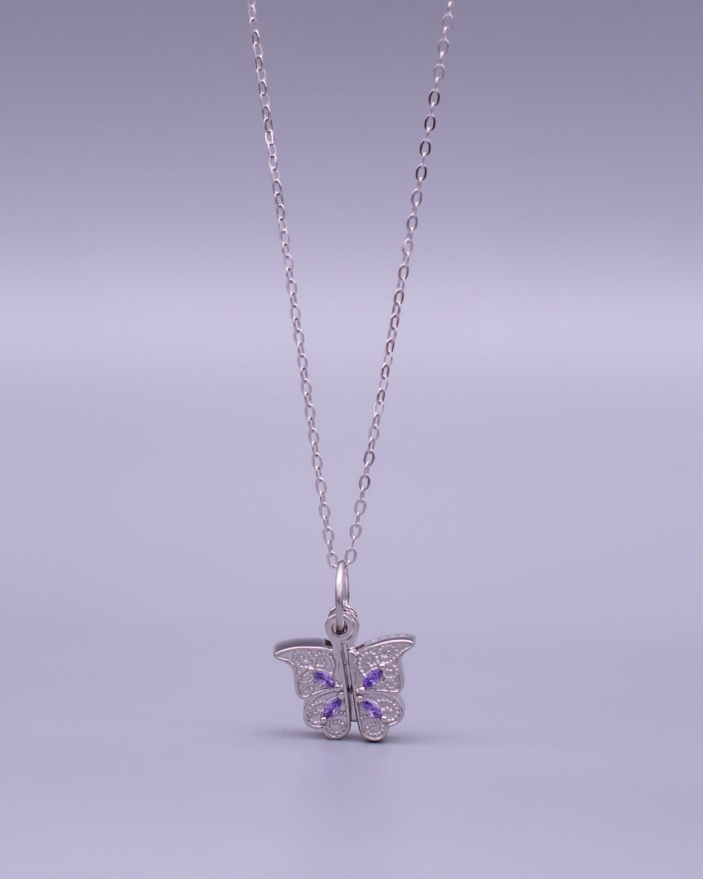 Silver Secret Message Butterfly Pendant Necklace