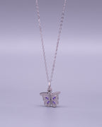 Silver Secret Message Butterfly Pendant Necklace