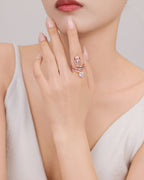 Silver Serpent Majesty Rose Gold Ring