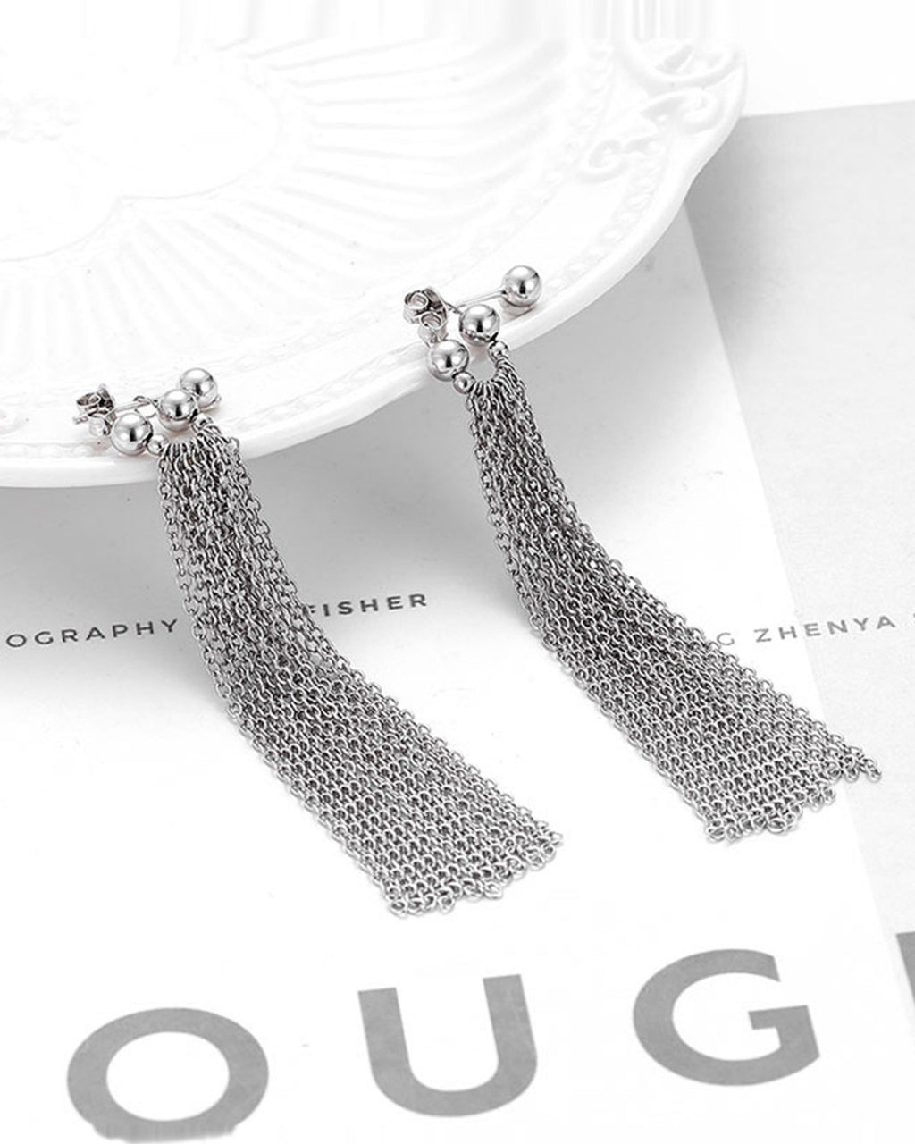 Silver Silver Cascade Tassel Earrings