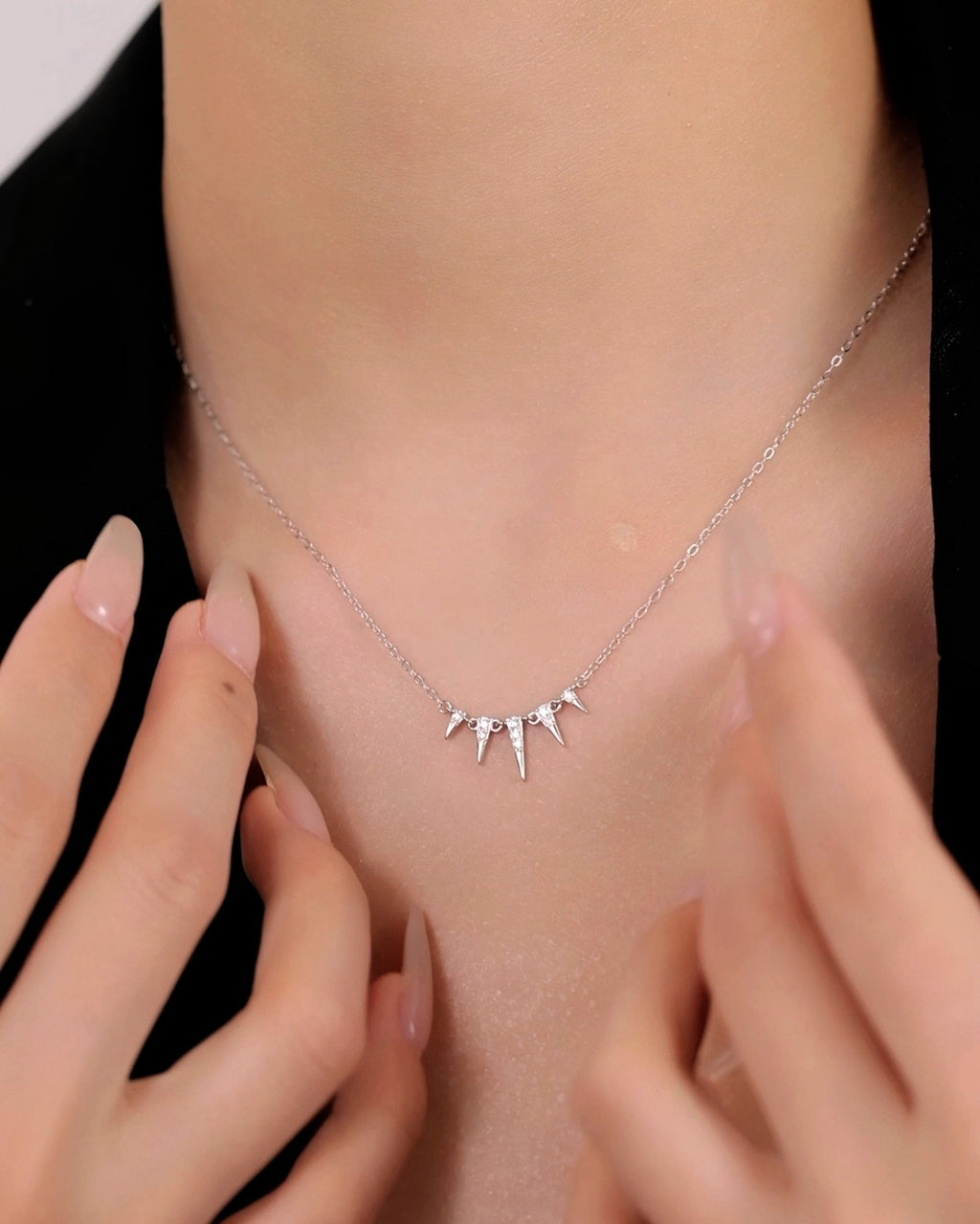 Silver Spiked Radiance Pendant Necklace
