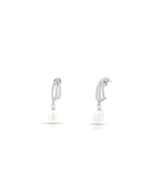 Silver Timeless Grace Pearl Hoop Earrings