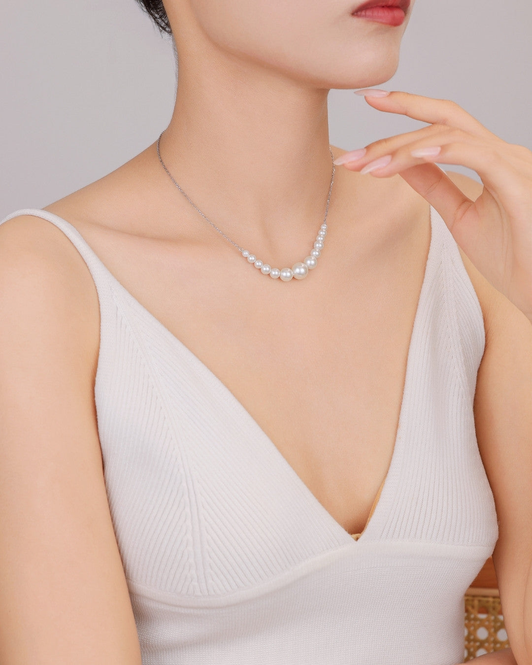 Silver Timeless Grace Pearl Pendant Necklace