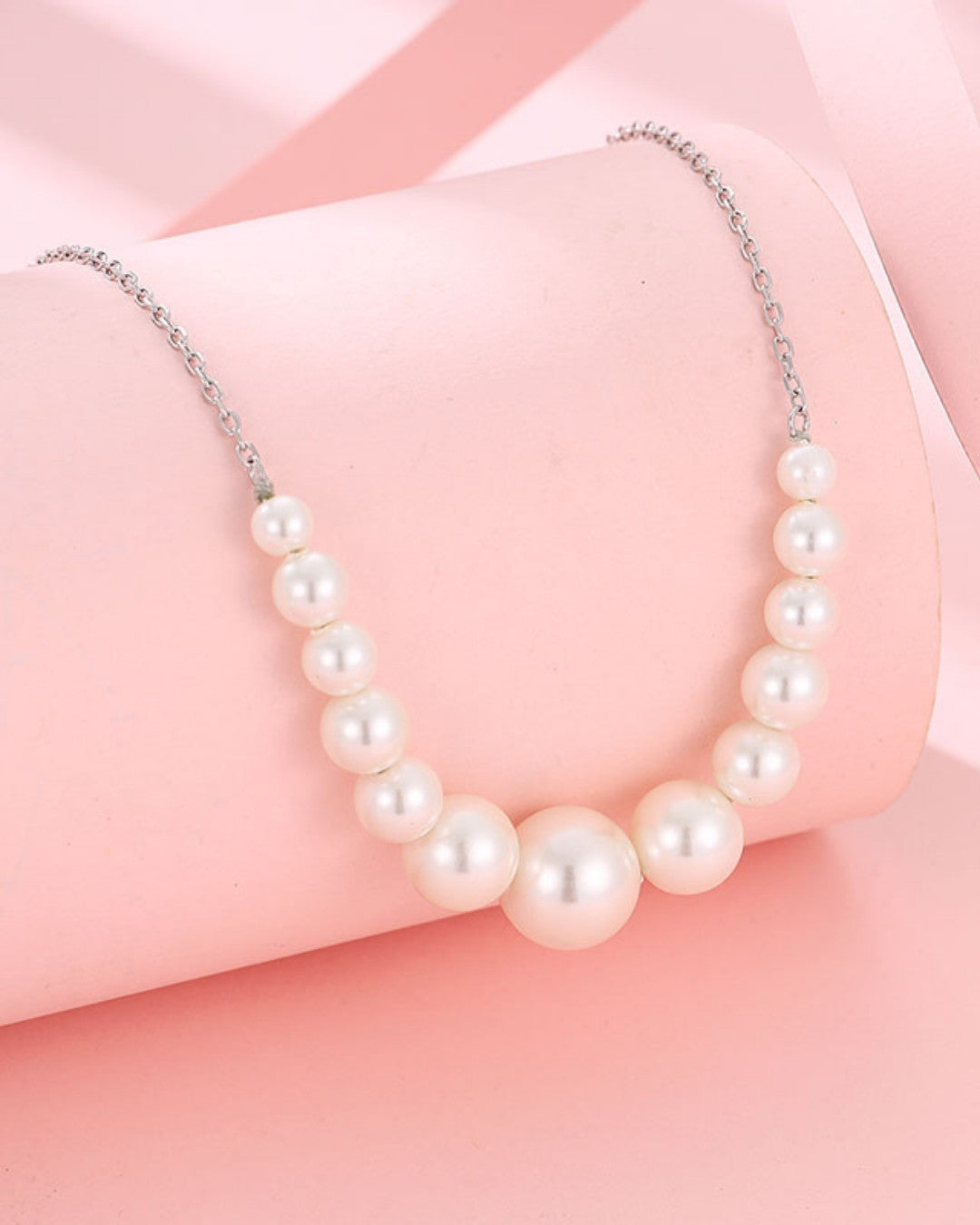 Silver Timeless Grace Pearl Pendant Necklace