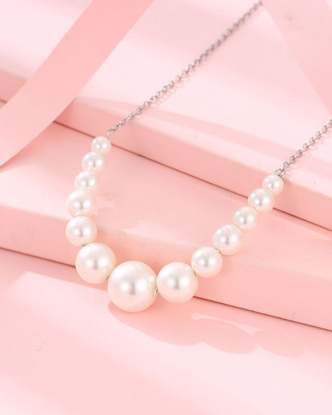 Silver Timeless Grace Pearl Pendant Necklace