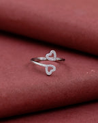 Silver Twin Hearts Embrace Ring