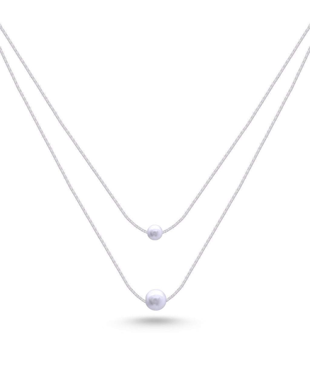 Silver Twin Pearls Harmony Pendant Necklace