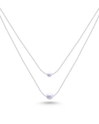 Silver Twin Pearls Harmony Pendant Necklace