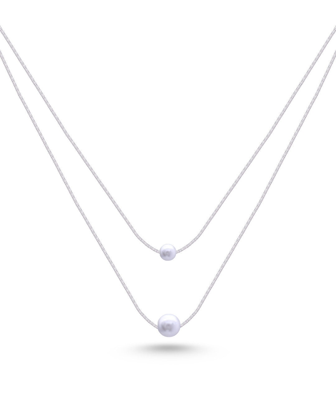 Silver Twin Pearls Harmony Pendant Necklace