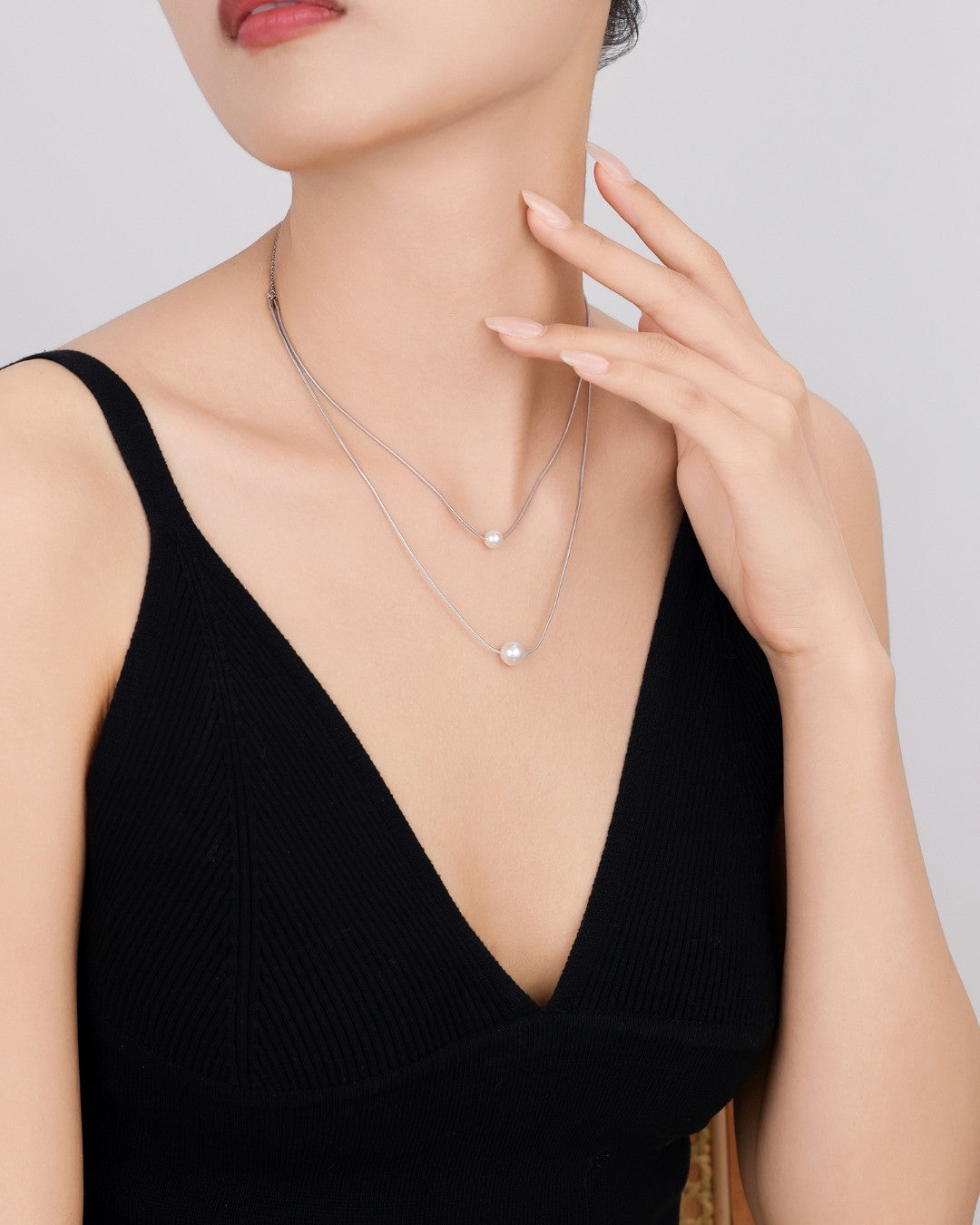 Silver Twin Pearls Harmony Pendant Necklace