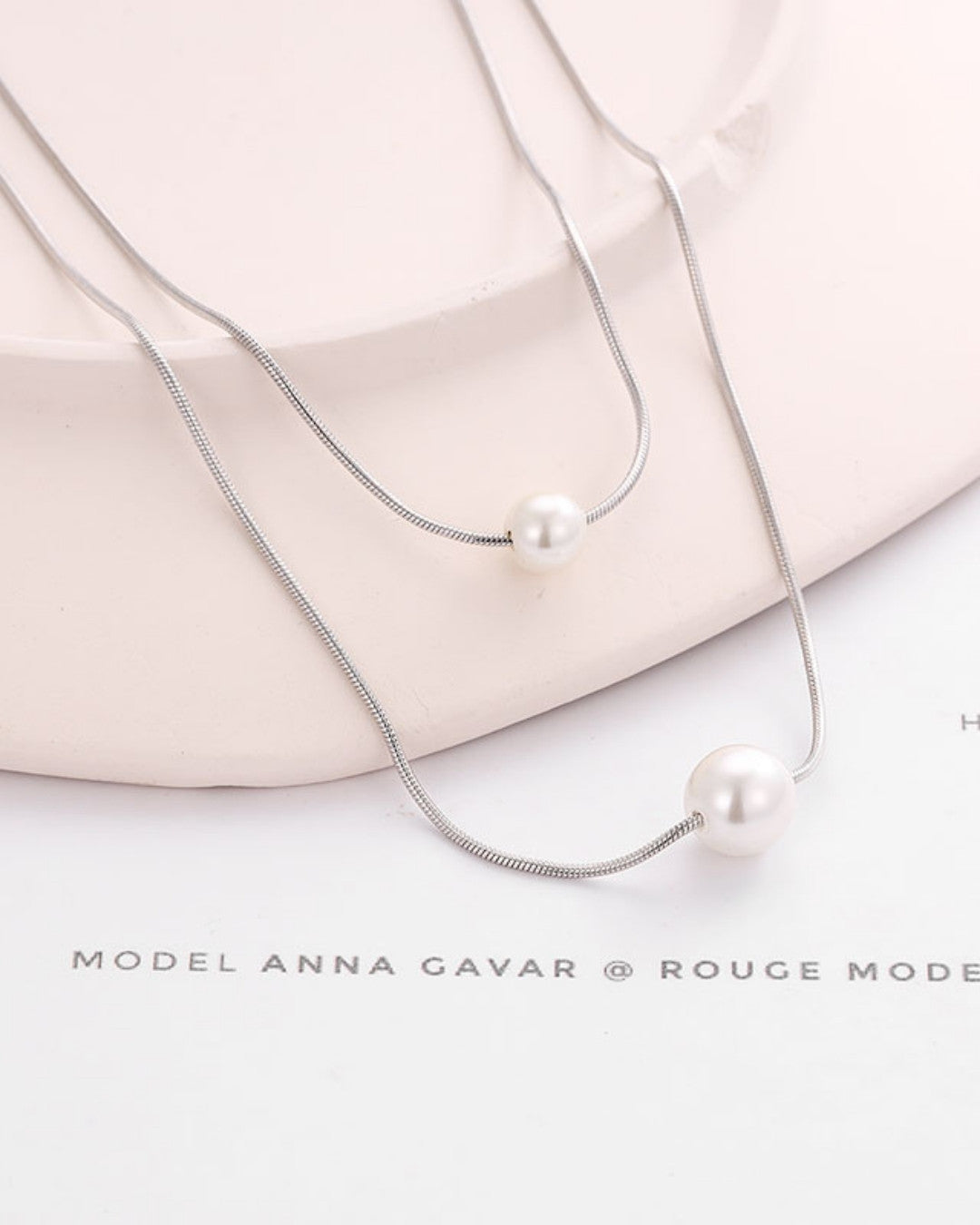 Silver Twin Pearls Harmony Pendant Necklace
