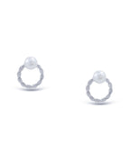 Silver Twist Pearl Hoop Earrings