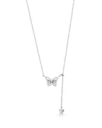 Silver Whispering Wings Butterfly Pendant Necklace