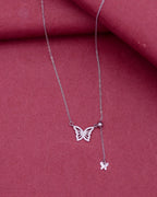 Silver Whispering Wings Butterfly Pendant Necklace