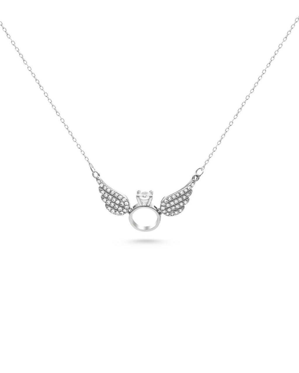 Silver Wings of Love Pendant Necklace