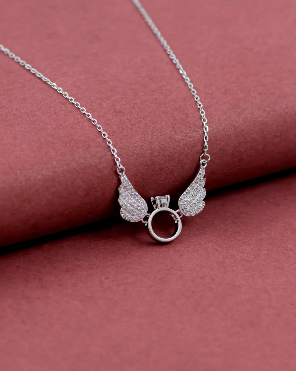 Silver Wings of Love Pendant Necklace