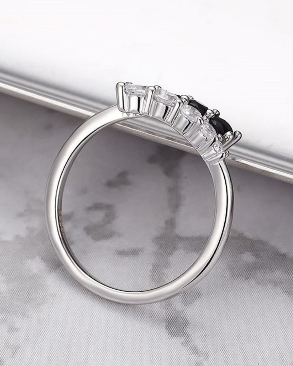 Silver Yin-Yang Harmony Dual Stone Ring