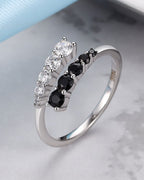 Silver Yin-Yang Harmony Dual Stone Ring