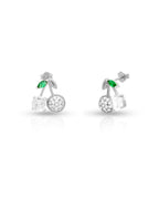 Silver Emerald Bloom Cherry Earrings