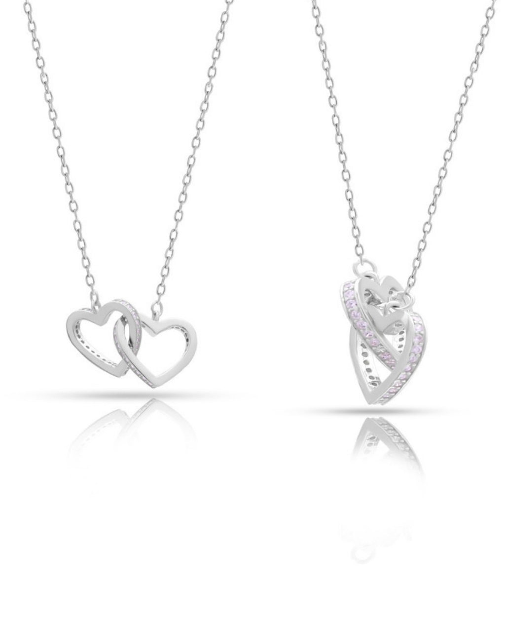 Silver Entwined Hearts Love Pendant Necklace