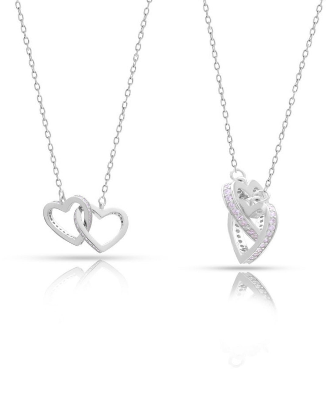 Silver Entwined Hearts Love Pendant Necklace