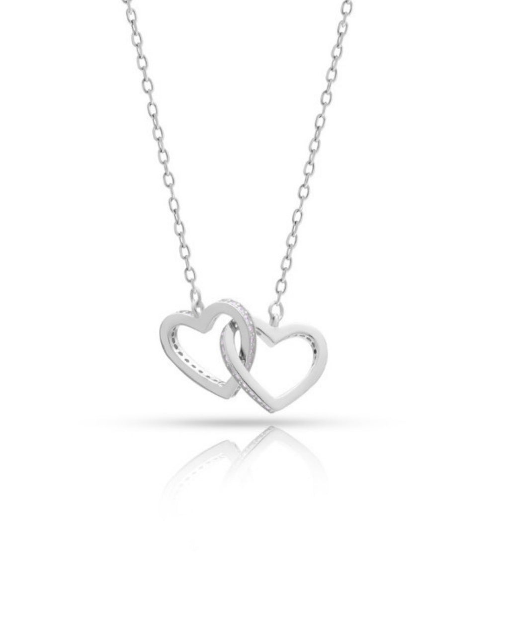 Silver Entwined Hearts Love Pendant Necklace