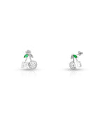 Silver Emerald Bloom Cherry Earrings