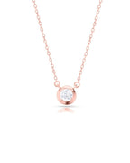 Silver Rose Glow Solitaire Pendant Necklace