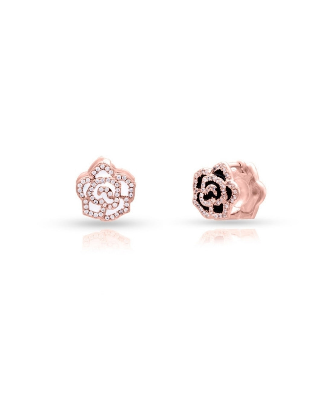 Silver Rose Noir Stud Earrings