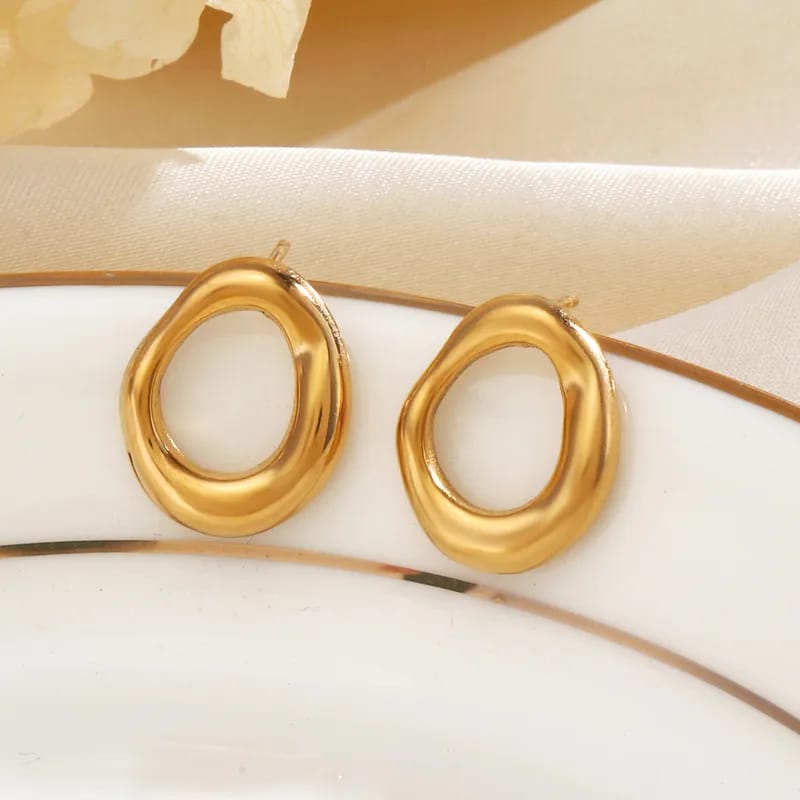 Organic Gold Open Stud Earrings