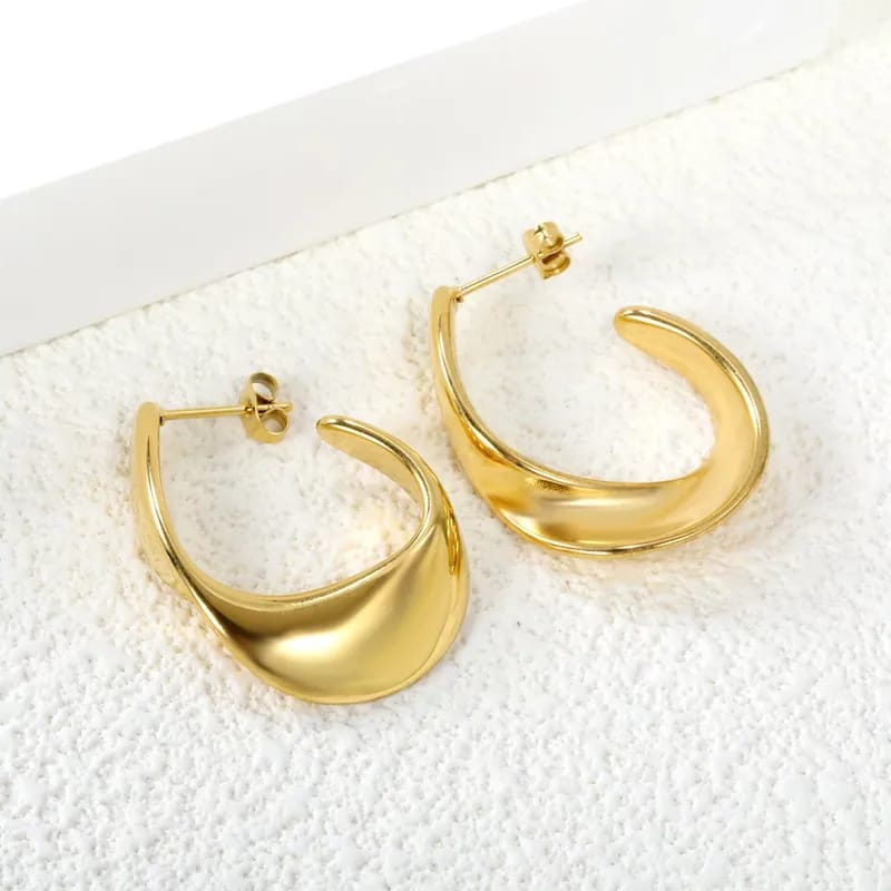 Sculptural Gold Open Hoop Earrings (Demi-Fine)