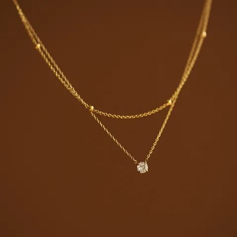 Layered Crystal Gold Necklace