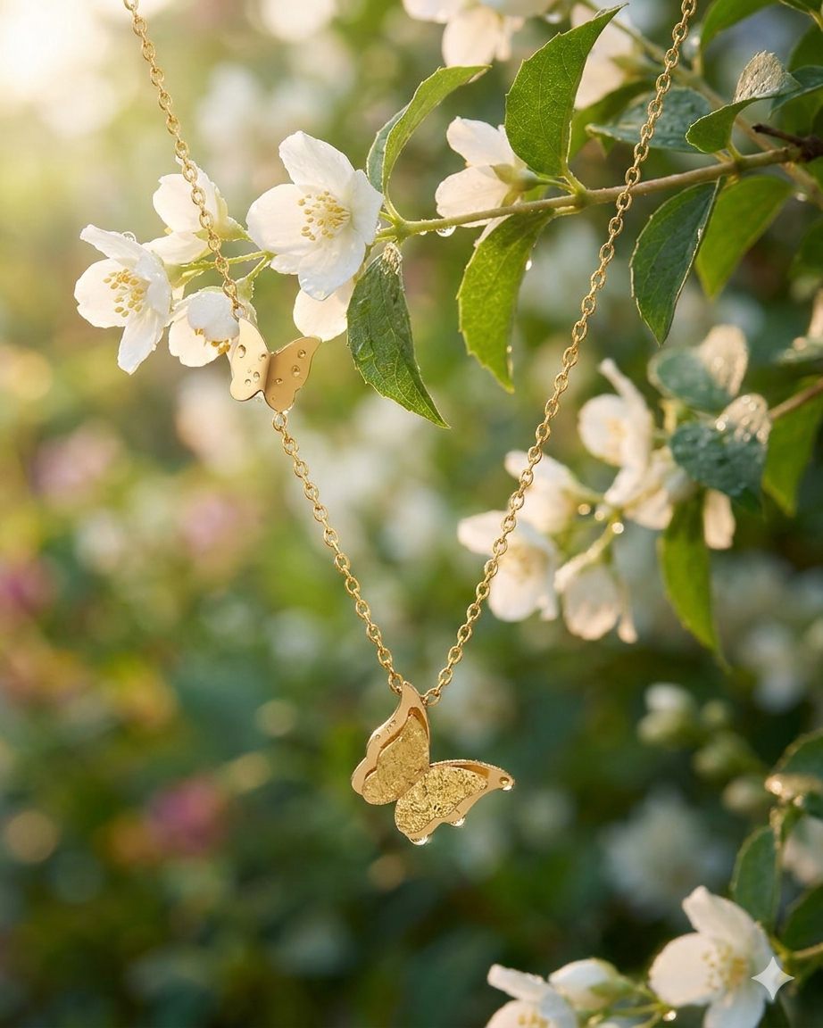 Butterfly Gold Pendant Necklace (Demi-Fine)