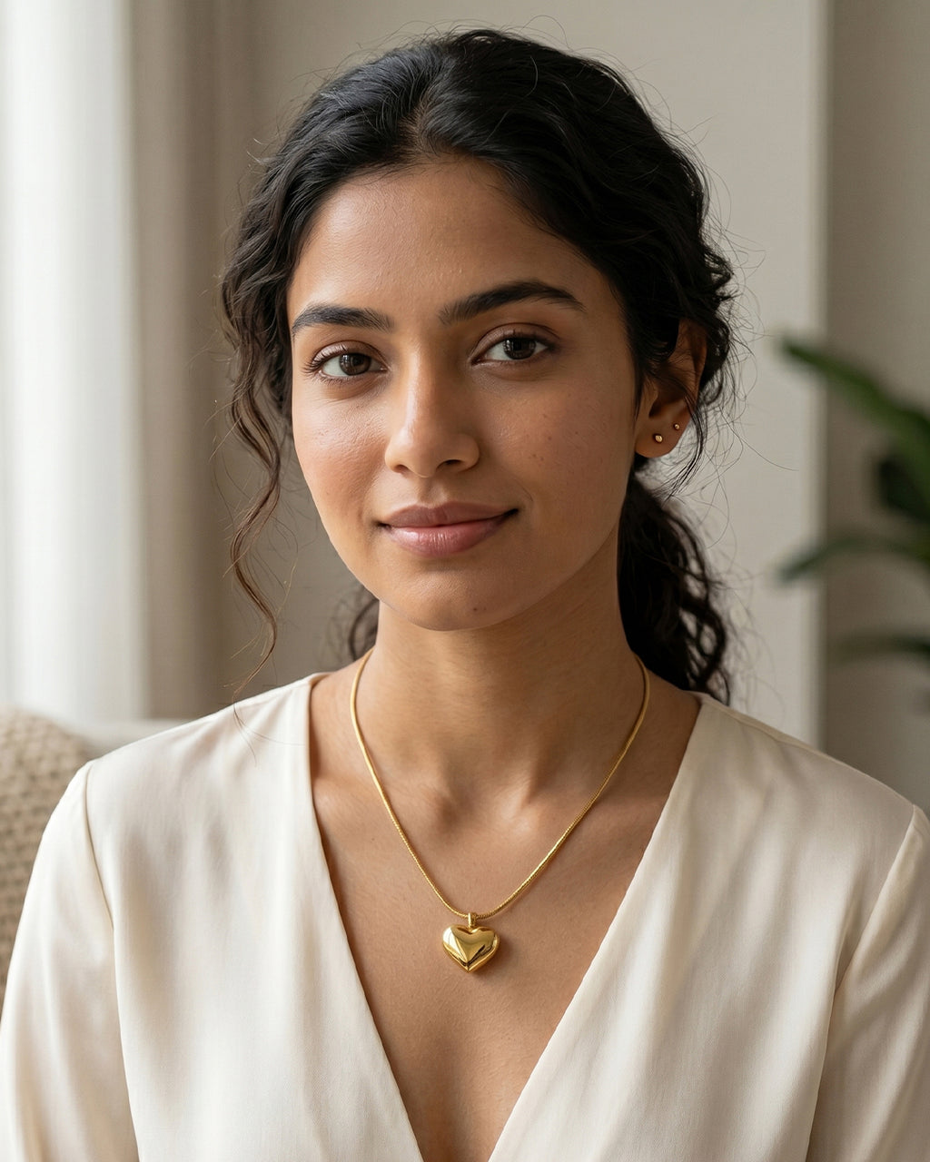 Puff Heart Pendant Necklace