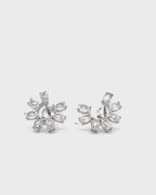 Silver Radiant Blossom Sparkle Earrings